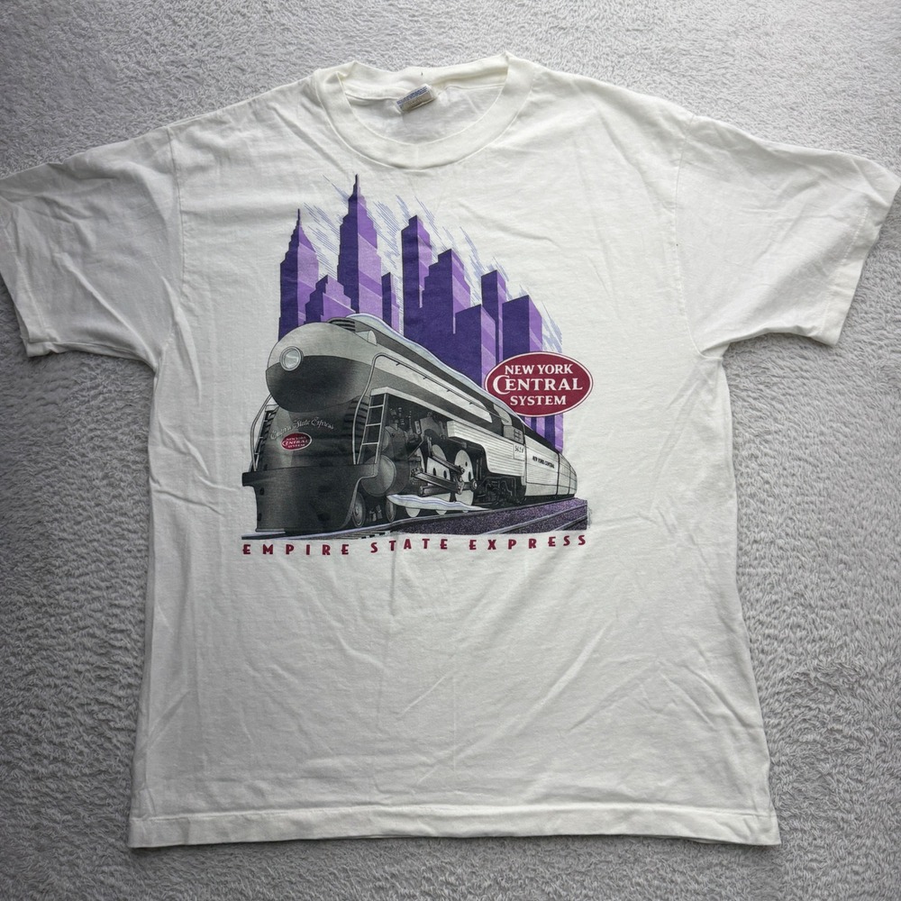 Vintage Hanes Beefy-T New York Central System Empire State Express Train Shirt L